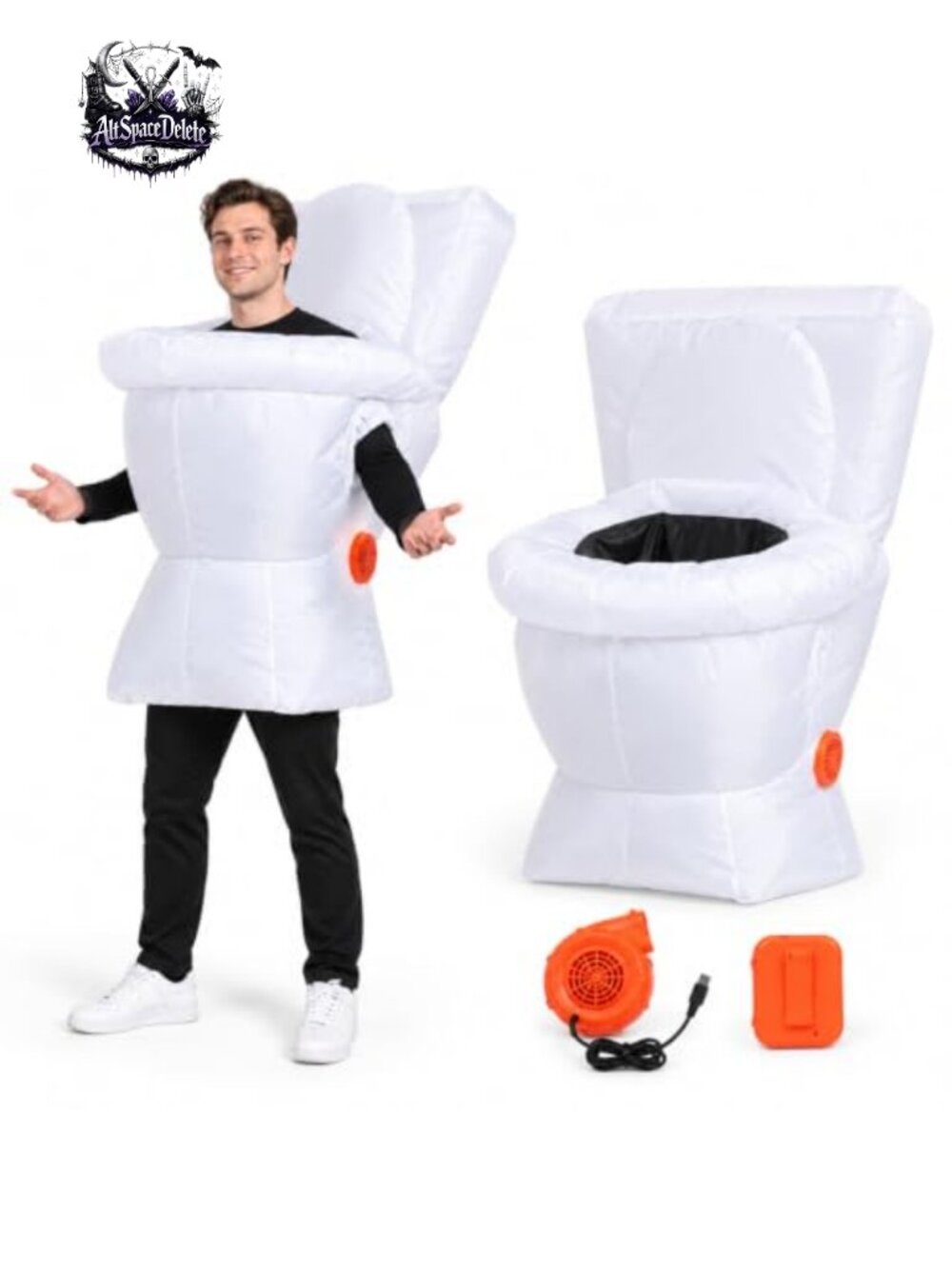 Inflatable Toilet Costume Polyester Adult Halloween Cosplay Party Blow Up